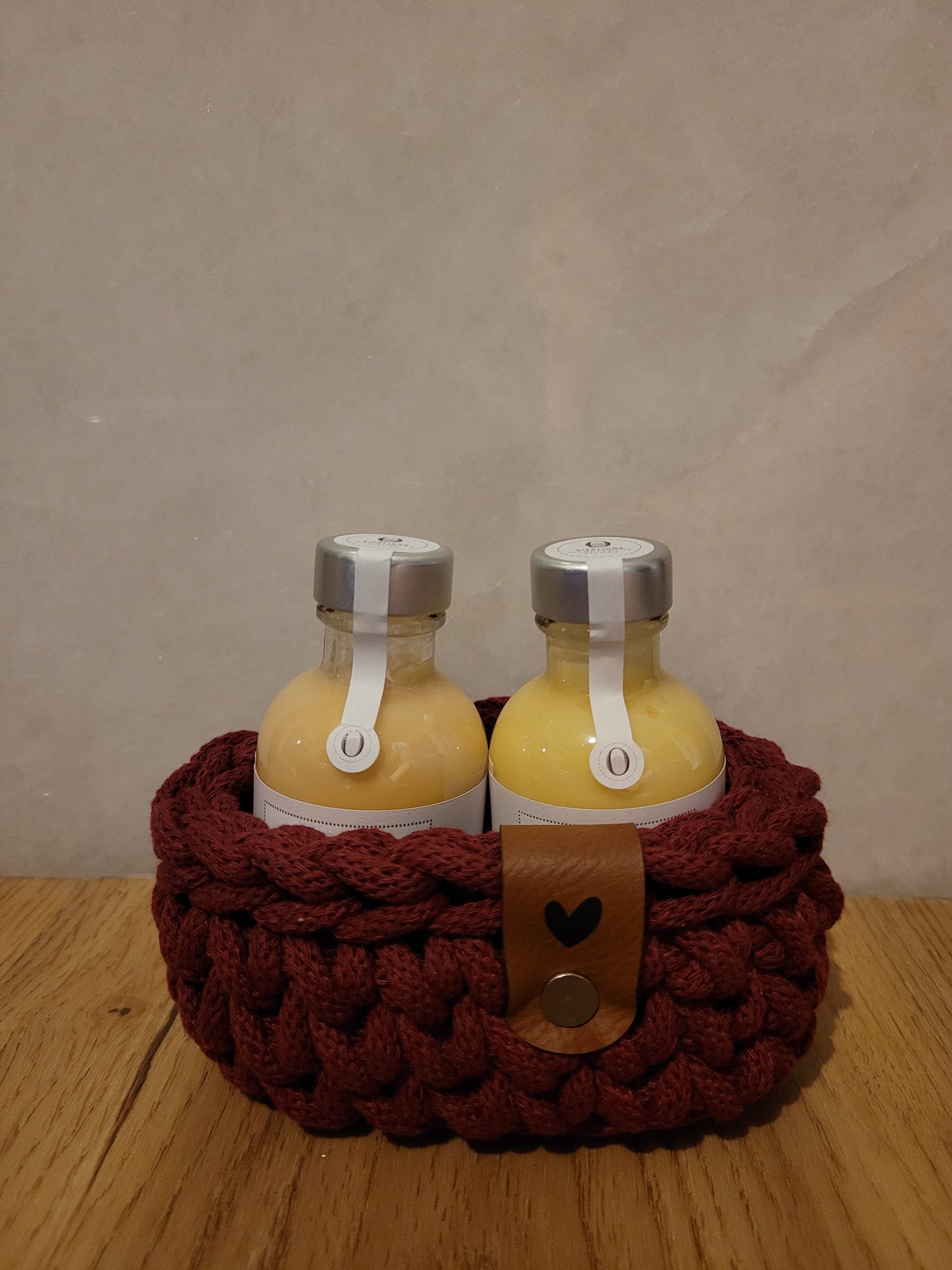 Häkelkörbchen in verschiedenen Farben inkl. 2x 50ml Fläschchen nach Wahl