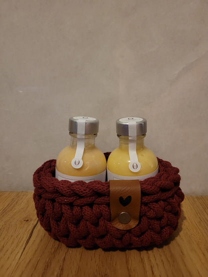 Häkelkörbchen in verschiedenen Farben inkl. 2x 50ml Fläschchen nach Wahl